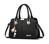 SODOLLEE Bolsos de Mujer Elegante Bolso de Mano Exquisito Colgante Bolso Bandolera Cuero PU Bolso de Hombro con Asa Superior para Compras Trabajar Uso Diario Negro