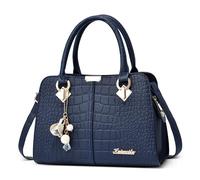 SODOLLEE Bolsos de Mujer Elegante Bolso de Mano Exquisito Colgante Bolso Bandolera Cuero PU Bolso de Hombro con Asa Superior para Compras Trabajar Uso Diario Azul A