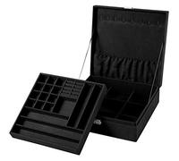 Sodynee - Joyero organizador de dos capas con cerradura para guardar pelusas, color negro