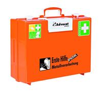 Söhngen Botiquín de primeros auxilios para procesamiento de metal Advocat MT-CD (botiquín de primeros auxilios con relleno, incluye soporte de pared + dispensador de tiritas extraíble, plástico