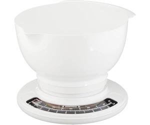 Soehnle Báscula de Cocina Culina Pro, Mecánica 5 kg, Blanca | Cuenco de 2,5 l con asa y vertedor, graduación precisa de 50 g, función tara mecánica, plástico, fácil de limpiar
