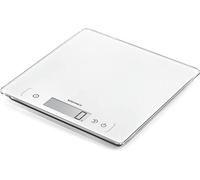 Soehnle Báscula de cocina Page Comfort 400, báscula digital que pesa entre 1 g y 10 kg, peso de cocina con gran superficie de pesado y pantalla LCD, dígitos de 20 mm de altura, función reloj, blanco