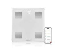 Soehnle Báscula digital Shape Sense Connect Lite con APP, balanza digital de análisis corporal, peso de baño con cálculo de porcentaje de agua, grasa y músculo, con pantalla LED, blanca