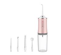 SoeHong Irrigador Oral Portátil, USB Recargable 4 Boquillas Jet Water Flosser 3 Modos 300ML Tanque de Agua Impermeable Dientes Limpiador Dental Máquina de Limpieza Dental