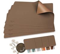 Sölmo Manteles Individuales de Diseño de Piel Sintética, Resistentes al Calor, Bicolor, 4 Unidades, Marrón/Dorado