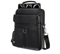SOENS Bolso de hombro for ordenador portátil de cuero PU de gran capacidad, adecuado for Huawei Matepad 12X/11,5 S 2025, bolso de mano impermeable(Black,Matepad 12X 2025)