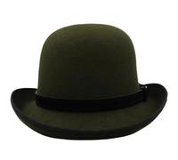 SOENS Party Street Style Adjustable Size Unisex Oval Top Classical Wool BowlerHat(Army Green)