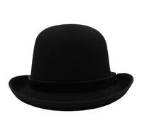 SOENS Party Street Style Adjustable Size Unisex Oval Top Classical Wool BowlerHat(Black)