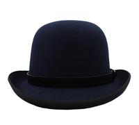 SOENS Party Street Style Adjustable Size Unisex Oval Top Classical Wool BowlerHat(Dark Blue)