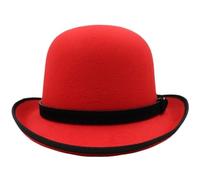SOENS Party Street Style Adjustable Size Unisex Oval Top Classical Wool BowlerHat(Red)