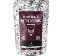 Soeos Granos de pimienta negra, 8 onzas (paquete de 1), sin OMG, Kosher, empaquetado para mantener los pimientos frescos, granos de pimienta para recambio de molinillo, granos de pimienta enteros