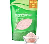 Soeos Sal rosa del Himalaya, grano fino, 5 libras, sin OMG, sal marina rosa del Himalaya, sal kosher, sal para recambio de molinillo