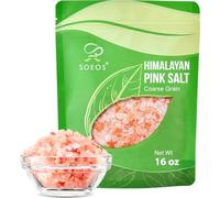 Soeos Sal rosa gruesa, grano grueso, 16 onzas, sal kosher para recambio de molinillo