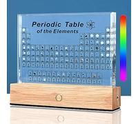 SOEPOTIX Periodic Table with Real Elements, Periodic Table of Elements Acrylic 3D Periodic Table Display with 83 Real Elements Samples, Colorful Light Base Chemistry Gifts for Teachers, Student