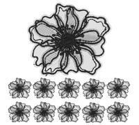 SOESFOUFU 10 Parches Bordados de Flores de Encaje en 3d Negros, Parches para Ropa Diy, Accesorios Creativos de Costura para Decoración de Vestidos, Jeans y Manualidades