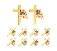 SOESFOUFU 10 piezas de broches con cruz y bandera estadounidense ondeando - Broche de solapa con la bandera patriótica de EE. UU. del 250 aniversario para la celebración del Día de la Independencia