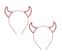 SOESFOUFU 2 Piezas Diadema De Cuerno De Demonio Diadema De Cuernos De Para Mujer Con Lentejuelas Banda Para El Pelo Diadilla Rojo El Plastico