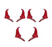SOESFOUFU 3 Pares de Pinzas Pelo Forma de Cuernos de Buey Rojos de Plástico para Fiesta de Disfraces y Firme Sujeción que Protege el Cabello