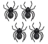 SOESFOUFU 4 Broches de Araña Vintage para Halloween, Aleación de Zinc Strass, Diseño Retro y Acabado Fino, No Se Deforman, Accesorios para Prendas