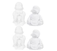 SOESFOUFU 4 Figuras de Buda para Acuario asiático, Estatua de Buda, Escultura Decorativa para pecera, Adorno Decorativo para Acuario, hogar y jardín, Color Blanco.
