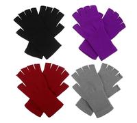 SOESFOUFU 4 Pares de Guantes Térmicos sin Dedos para Hombre y Mujer, de Fibra Acrílica, Elásticos y Cálidos, Ideales para Conducir y Escribir en Invierno