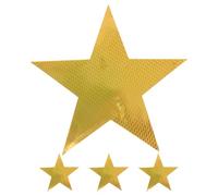 SOESFOUFU 4 recortes de estrellas doradas para decoración de fiestas, estrellas de fieltro de 35 cm con banda elástica para graduaciones, aulas, noches de cine, bodas y artículos para tablones de