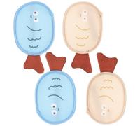 SOESFOUFU 4 unidades de red para espuma de jabón: bolsa exfoliante de doble cara para una espuma abundante - lindo protector de jabón con forma de pez - funda de lufa para una limpieza de la piel
