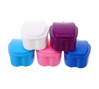 SOESFOUFU 5 Estuches para Dentaduras Postizas en Pp con Tapa Hermética, Caja Compacta y Portátil para Remojar, Limpiar y Almacenar Prótesis Dentales, Organizador Multiuso para Viaje