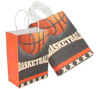 SOESFOUFU Bolsas de Obsequio de Papel Diseño de Baloncesto, Tamaño Mediano, Paquete de 10 Unidades para Fiestas Deportivas y Cumpleaños, Reutilizables y Resistentes para Uso en Eventos