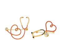 SOESFOUFU Broche de Estetoscopio en Aleación Forma de Corazón, Set de 2 Piezas Decorativas Incrustación de Gemas, Broches Creativos para Doctoras y Enfermeras, Accesorio Médico para Ropa