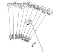 SOESFOUFU Broche para Vestido de Solapa 12 Mm Base de Malla, Pin de Aguja Largo de Cobre, Color Plateado, Pack de 10 Unidades, Accesorio Creativo para Ropa y Suéter