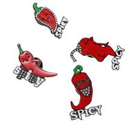SOESFOUFU Broches de Aleación de Zinc en Forma de Chile Rojo para Mujer, 4 Piezas, Accesorios Versátiles Resistentes al Desgaste para Diversas Ocasiones Casuales