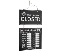 SOESFOUFU Cartel de Horario Comercial Reversible de Doble Cara para Tienda y Café, Pizarra Negra Borrable Diseño Simple y Material Madera para Decoración Funcional