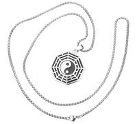 SOESFOUFU Collar Largo de Suéter Colgante Yin Yang Tai Chi, Collar Colgante de Mujer, Cadena de Acero Inoxidable, Estilo Casual para Uso Diario y Regalos