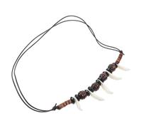 SOESFOUFU Collar Tribal Ajustable para Hombre Colgante de Colmillo Acrílico Blanco y Cuentas de Cera, Collar Africano Masculino Personalizado para Estilo Rapero y Decoración del Cuello