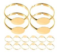 SOESFOUFU Componentes para Fabricación de Anillos Ajustables, 50 Bases Planas y Redondas Pegamento para Engaste de Gemas, Suministros para Manualidades y Creación de Joyas