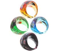 SOESFOUFU Conjunto de 4 Anillos de Vidrio Únicos para Mujer, Estilo Creativo y Elegante, Ideales para Graduación y Noches en Club, Diseño Delicado y Moderno Estilo Varios estilos