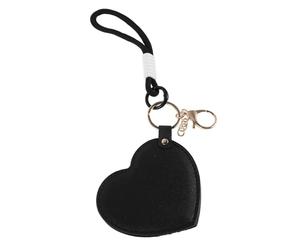 SOESFOUFU Espejo de Maquillaje Mini con Forma de corazón y Cubierta de PU - Espejo Compacto portátil para Mujer - Herramienta de retoque de Bolsillo para Viajes, Camping y Uso Diario (Negro)
