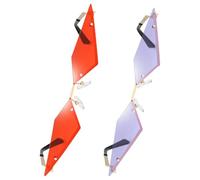SOESFOUFU Gafas de sol estilo ojo de gato sin montura (2 unidades) - Gafas espaciales sin montura para fiestas musicales - con diseño retro cuadrilátero para hombres y mujeres