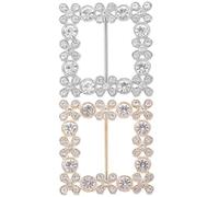 SOESFOUFU Hebillas de Bufanda Gemas de Imitación 2 Piezas 1 Dorada Cuadrada y 1 Plateada Cuadrada Clips Decorativos para Ropa y Pañuelos Soportes Elegantes para Envolver Ropa Broches