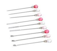 SOESFOUFU Juego de 9 Cucharas y Varillas Agitadoras de Metal para Nail Art, Multiusos y Fáciles de Usar, Ideales para Mezclar Gel UV y Glitter para Uñas Estilo Reutilizable Varios estilos