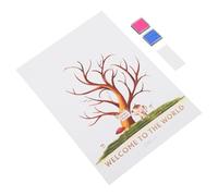 SOESFOUFU Juego de Revelación de Género Libro de Visitas y Árbol de Huellas Dactilares, Kit Completo 1 Cartel, 2 Tintas Azul y Rosa, 1 Hoja de Pegatinas Adhesivas, Decoración Interactiva