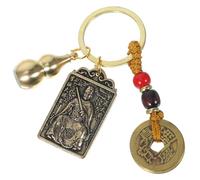 SOESFOUFU Llavero Colgante Tai Sui de Latón Cordón Marrón, Amuleto Chino Feng Shui de Moneda Cinco Emperadores y Calabaza, Adorno Auspicioso para Festival y Protección Personal, 1 Pieza