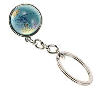 SOESFOUFU Llavero de Planeta Cabujón Colgante de Bola de Cristal, Diseño Mapa del Mundo en Azul, 7.90X3.00X3.00Cm, para Decoración de Llaves