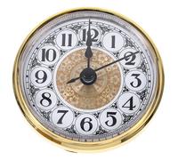 SOESFOUFU Mini reloj de cuarzo con mecanismo de repuesto y cabezal redondo con números arábigos. Bisel dorado para proyectos de reparación y manualidades. 80 mm/3,15''.