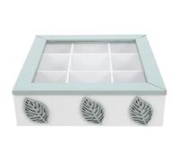 SOESFOUFU Organizador de bolsitas de té de madera con 9 compartimentos - Vitrina de madera con divisiones y tapa transparente con bisagra - Bandeja para aperitivos, té, sobres de azúcar y