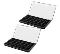 SOESFOUFU Paleta Vacía para Sombras de Ojos y Labiales con 24 Compartimentos, Estuche Negro Resistente de As, Abs y Pp, Adecuado para Viajes y Uso en Casa, Paquete de 2 Unidades