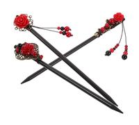 SOESFOUFU Palillos Chinos Pelo de Madera 3piezas Accesorios Tradicionales Cabello Flores para Moños Elegantes y Estilo Antiguo para Mujer