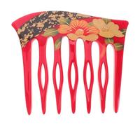 SOESFOUFU Peineta francesa lateral para el cabello - Horquilla acrílica con estampado floral en forma de U - Horquilla retro de 7 dientes para peinados recogidos de boda y cumpleaños - Accesorios de