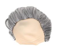 SOESFOUFU Peluca corta y lisa que simula la calvicie, gorro sintético para disfraz de científico anciano, ideal para Halloween, espectáculos teatrales y eventos de disfraces. Aspecto realista de